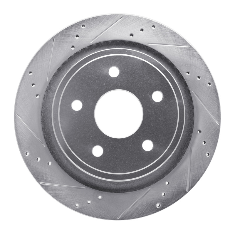R1 02-24 Chrysler ASPEN Rear Left Drilled & Slotted Silver Brake Rotor
