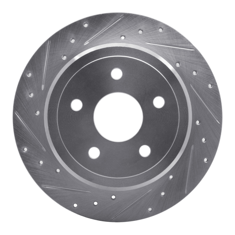 R1 05-10 Jeep Commander Rear Left Drilled & Slotted Silver Brake Rotor