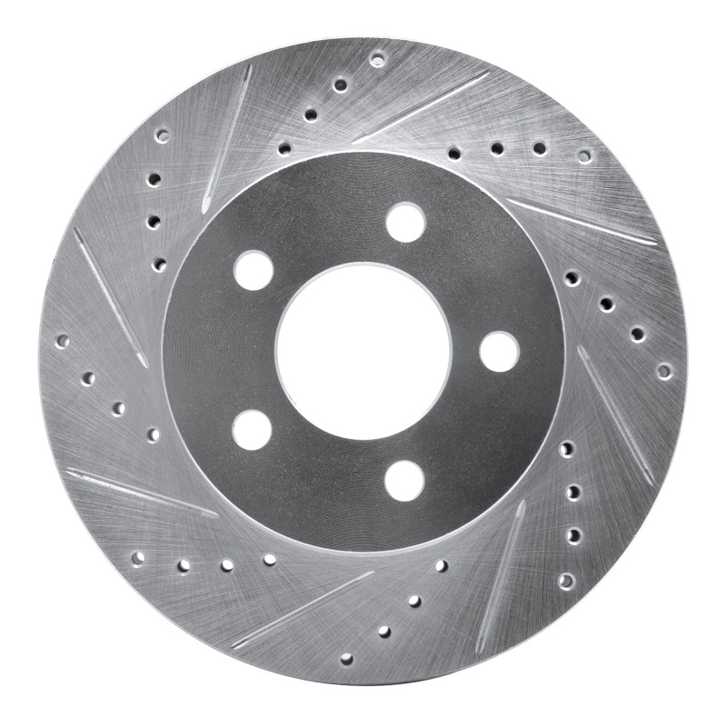 R1 02-07 Jeep Liberty Front Left Drilled & Slotted Silver Brake Rotor