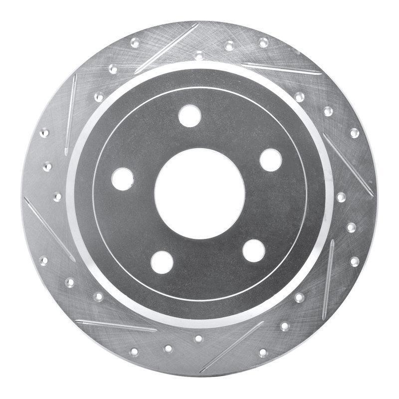 R1 07-18 Jeep Wrangler Rear Left Drilled & Slotted Silver Brake Rotor