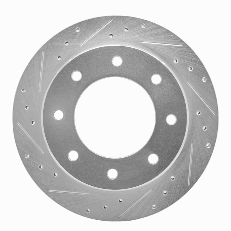 R1 00-11 Cadillac DTS Rear Left Drilled & Slotted Silver Brake Rotor