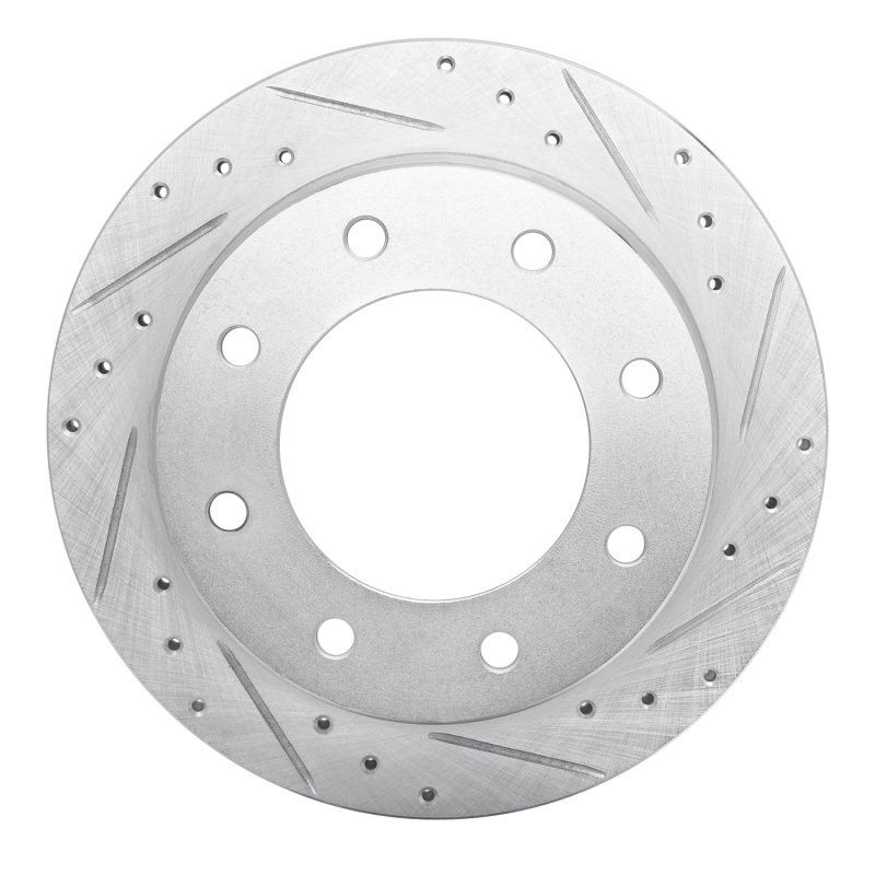R1 00-11 Cadillac DTS Rear Right Drilled & Slotted Silver Brake Rotor