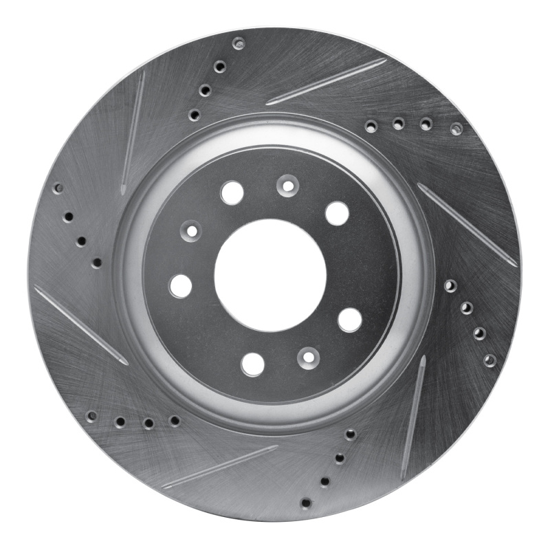 R1 04-08 Cadillac CTS Front Left Drilled & Slotted Silver Brake Rotor
