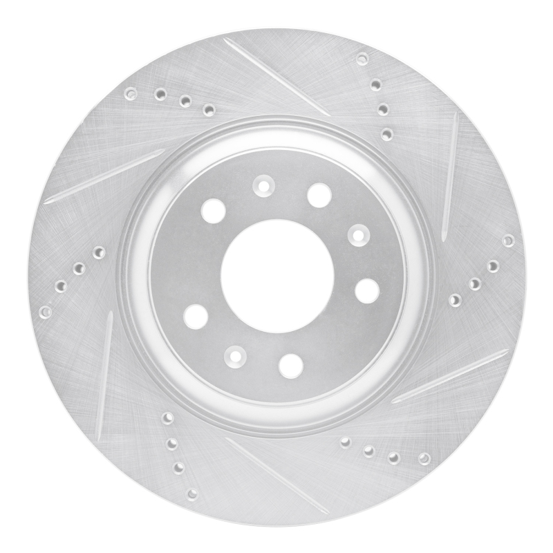 R1 04-08 Cadillac CTS Front Right Drilled & Slotted Silver Brake Rotor