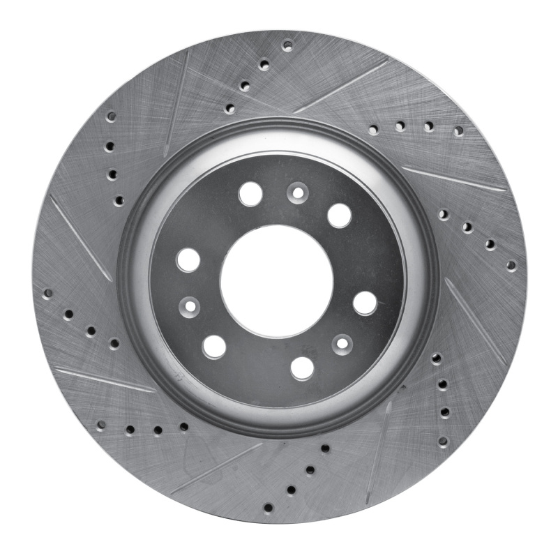 R1 04-09 Cadillac SRX Front Left Drilled & Slotted Silver Brake Rotor