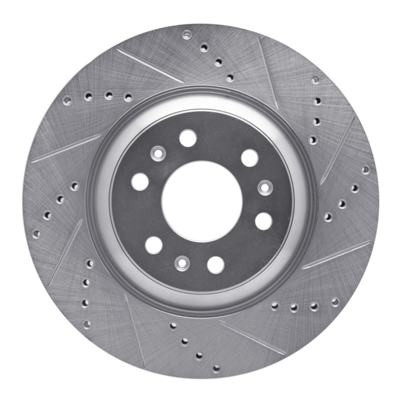 R1 04-09 Cadillac SRX Front Right Drilled & Slotted Silver Brake Rotor