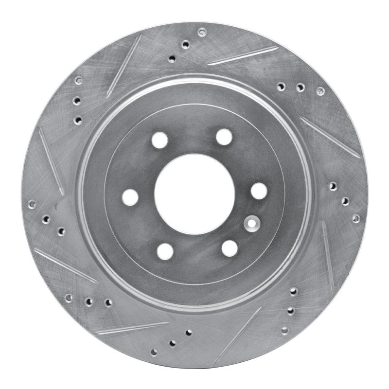 R1 04-09 Cadillac SRX Rear Left Drilled & Slotted Silver Brake Rotor