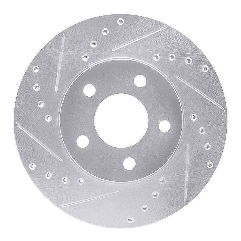 R1 04-08 Chevrolet Malibu Front Left Drilled & Slotted Silver Brake Rotor