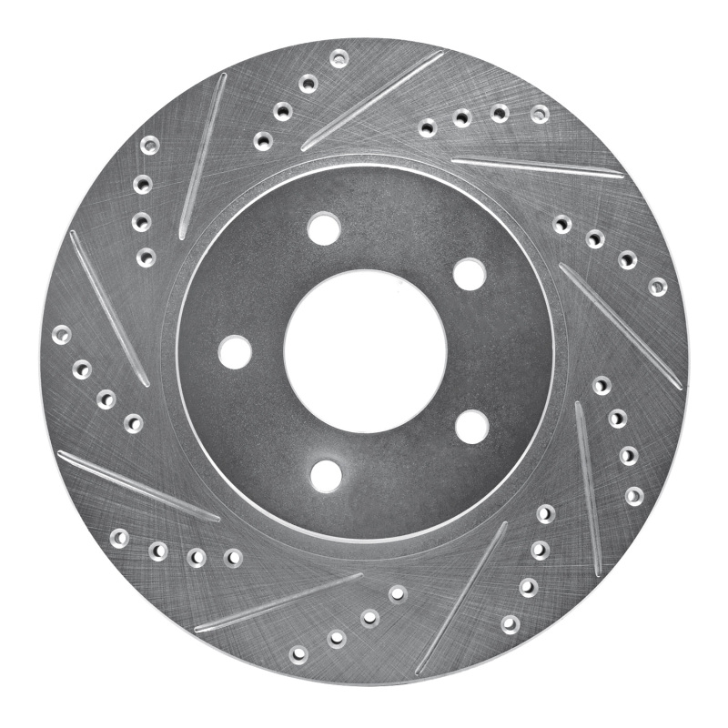 R1 02-07 Chevrolet Equinox Front Left Drilled & Slotted Silver Brake Rotor