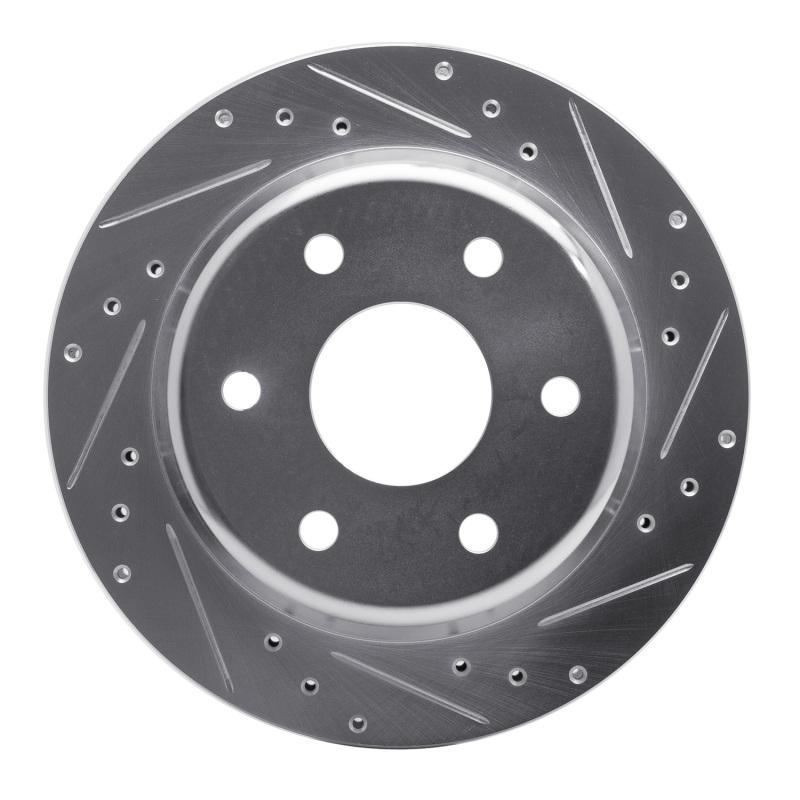 R1 00-14 Cadillac Escalade Rear Right Drilled & Slotted Silver Brake Rotor