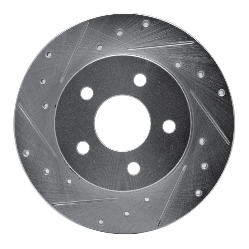 R1 04-12 Chevrolet Malibu Rear Left Drilled & Slotted Silver Brake Rotor