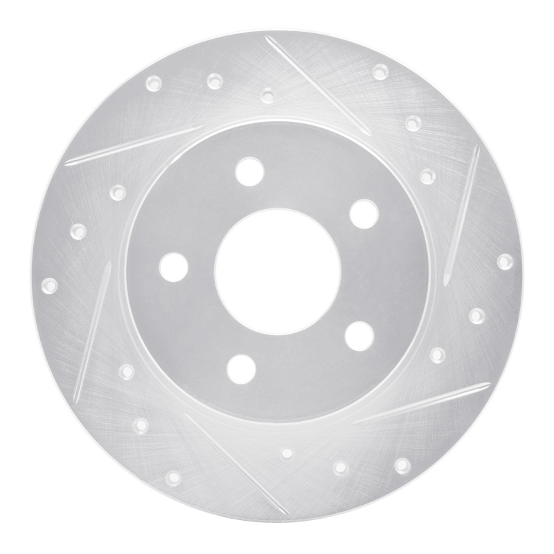 R1 04-12 Chevrolet Malibu Rear Right Drilled & Slotted Silver Brake Rotor