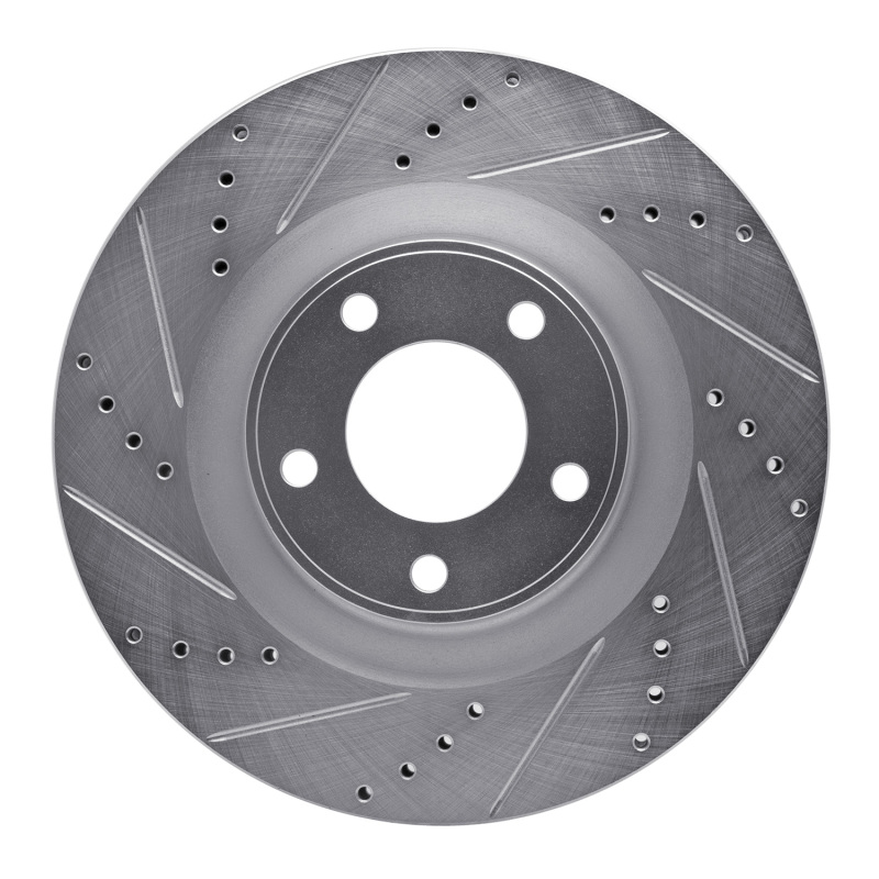 R1 07-15 Ford Edge Front Left Drilled & Slotted Silver Brake Rotor
