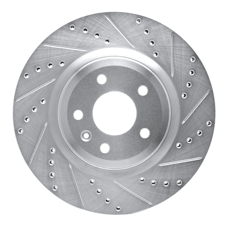 R1 11-19 Ford Flex Front Right Drilled & Slotted Silver Brake Rotor