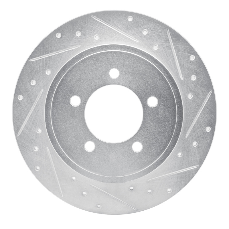 R1 02-10 Ford Explorer Rear Right Drilled & Slotted Silver Brake Rotor