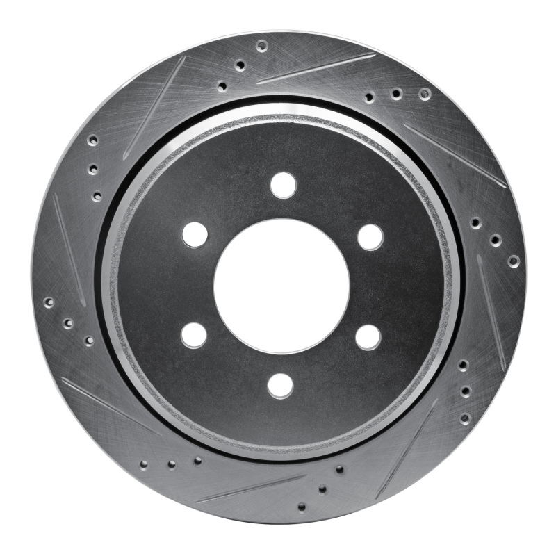 R1 02-06 Ford Expedition Rear Left Drilled & Slotted Silver Brake Rotor