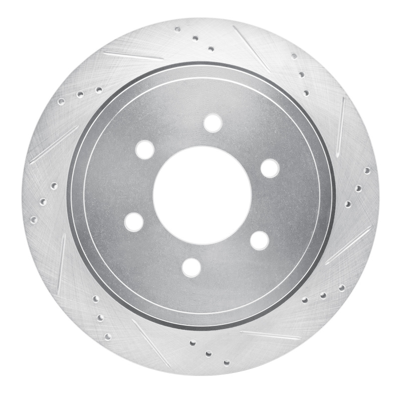 R1 02-06 Ford Expedition Rear Right Drilled & Slotted Silver Brake Rotor