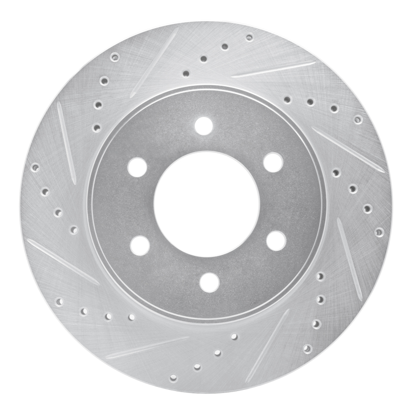 R1 04-08 Ford F-150 4WD Front Left Drilled & Slotted Silver Brake Rotor
