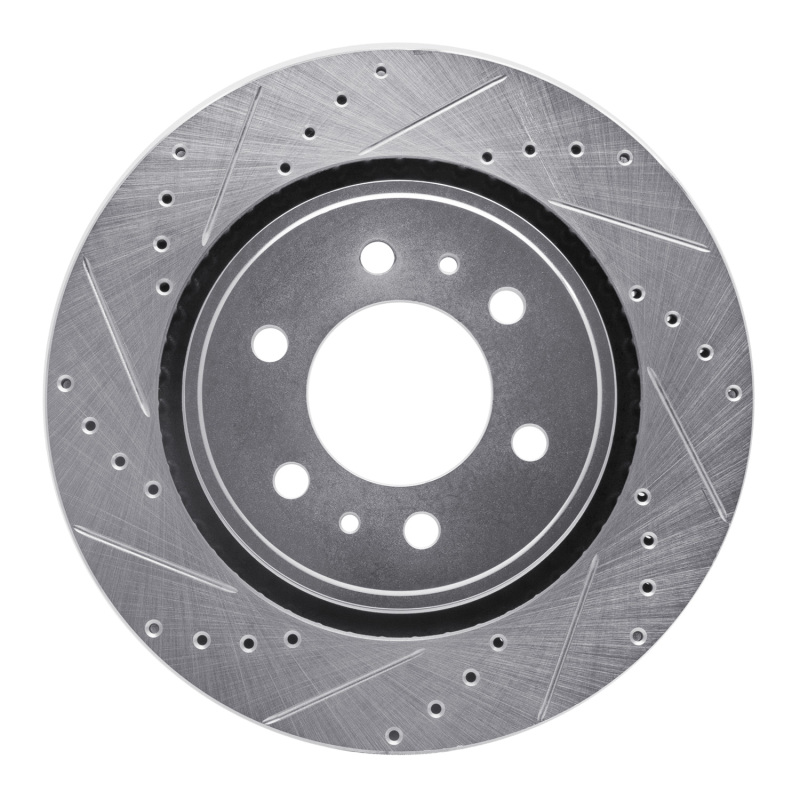 R1 07-21 Ford Expedition Front Left Drilled & Slotted Silver Brake Rotor