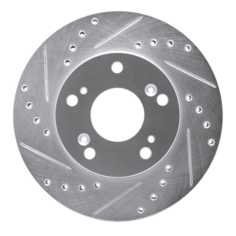 R1 02-15 Acura RSX Front Left Drilled & Slotted Silver Brake Rotor