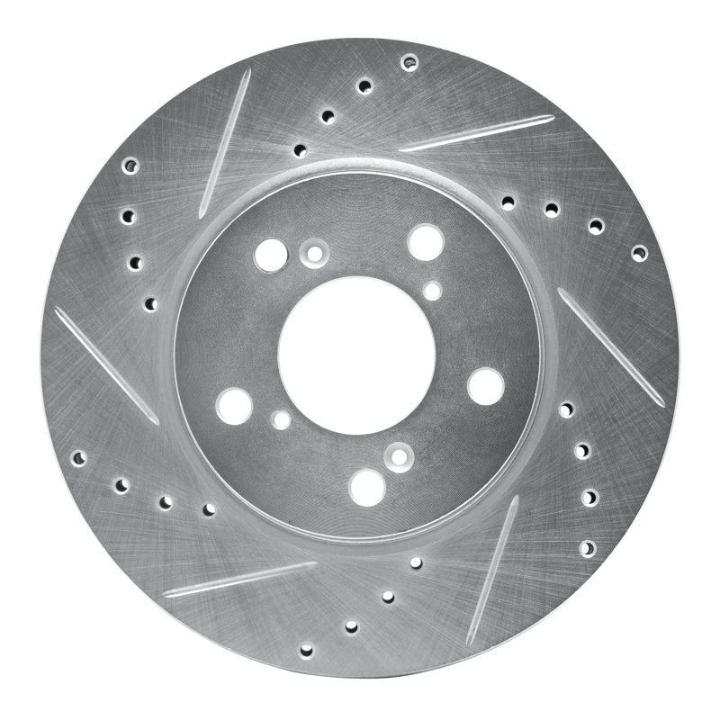 R1 05-10 Honda Odyssey Front Left Drilled & Slotted Silver Brake Rotor