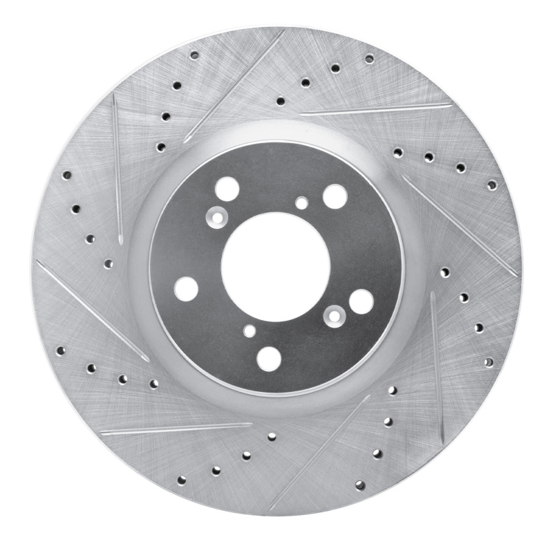 R1 07-20 Acura MDX Front Left Drilled & Slotted Silver Brake Rotor