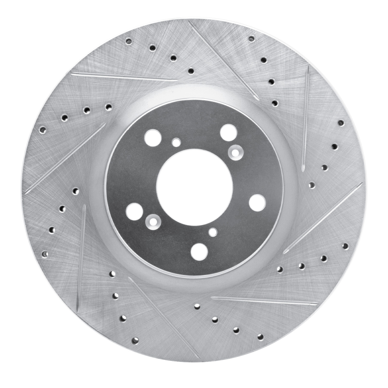 R1 07-20 Acura ZDX Front Right Drilled & Slotted Silver Brake Rotor
