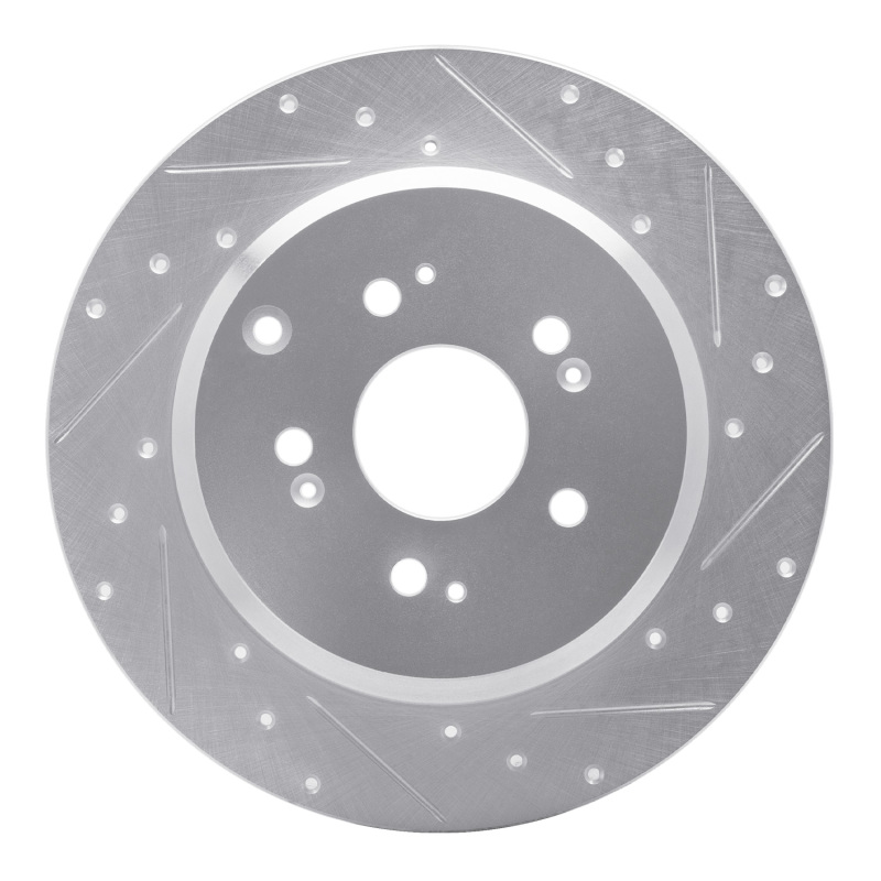 R1 07-17 Acura ZDX Rear Right Drilled & Slotted Silver Brake Rotor