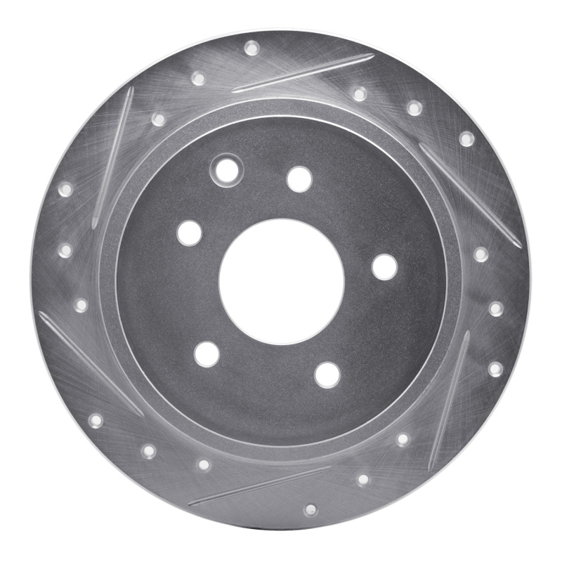 R1 02-25 Nissan Juke Rear Left Drilled & Slotted Silver Brake Rotor