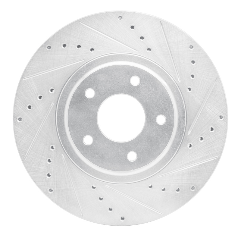 R1 03-05 Nissan Maxima Front Right Drilled & Slotted Silver Brake Rotor
