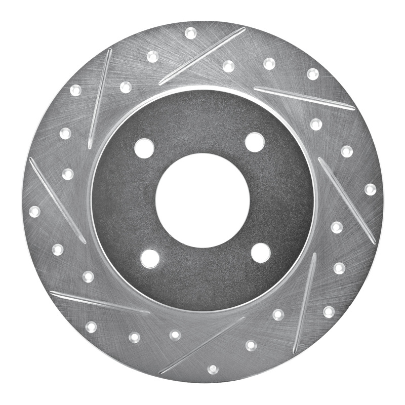 R1 04-06 Nissan Sentra Rear Left Drilled & Slotted Silver Brake Rotor