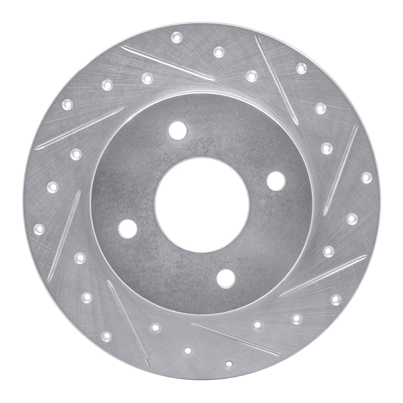 R1 04-06 Nissan Sentra Rear Right Drilled & Slotted Silver Brake Rotor