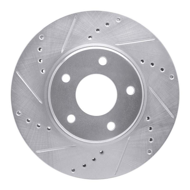 R1 02-17 Infiniti Q45 Front Left Drilled & Slotted Silver Brake Rotor