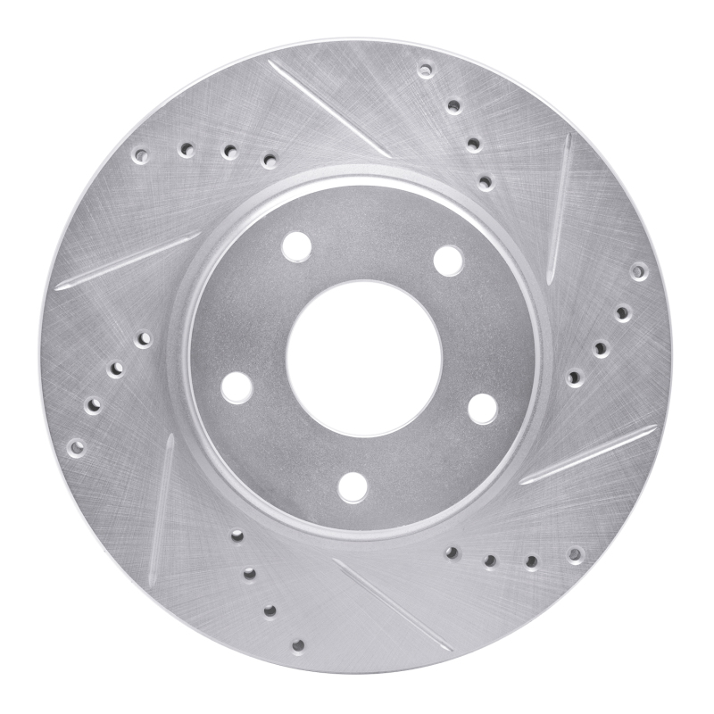 R1 02-17 Infiniti Q45 Front Right Drilled & Slotted Silver Brake Rotor