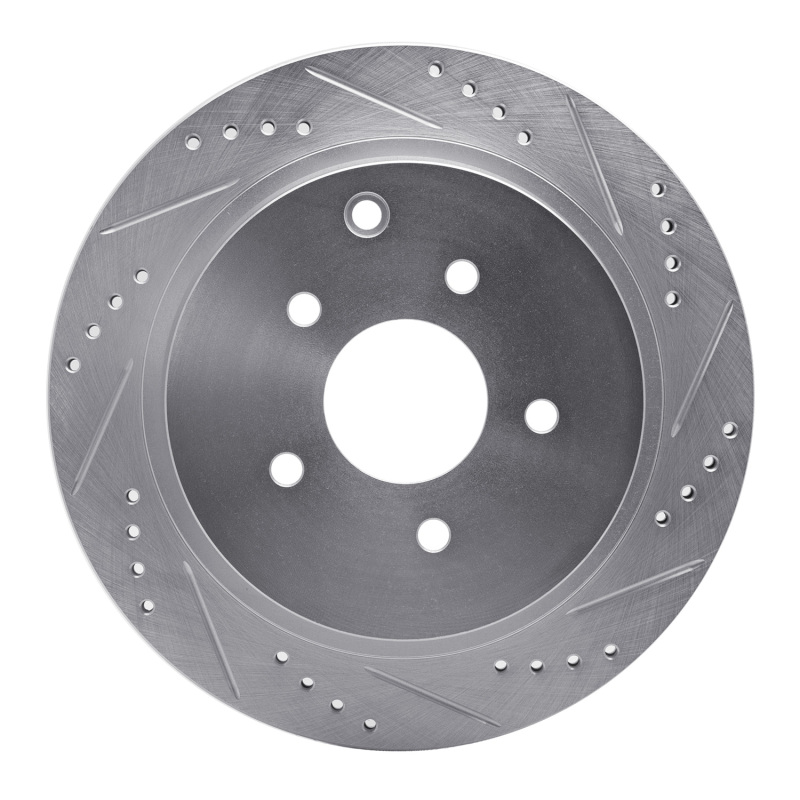 R1 03-24 Infiniti FX45 Rear Right Drilled & Slotted Silver Brake Rotor