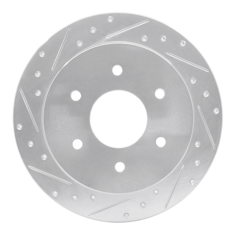 R1 04-15 Infiniti QX56 Rear Left Drilled & Slotted Silver Brake Rotor