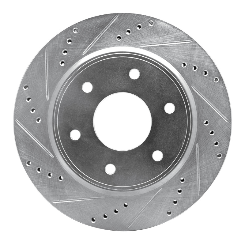 R1 05-07 Infiniti QX56 Front Left Drilled & Slotted Silver Brake Rotor
