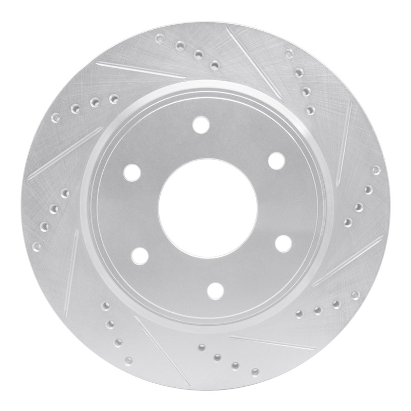 R1 05-07 Infiniti QX56 Front Right Drilled & Slotted Silver Brake Rotor