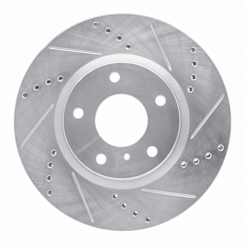 R1 03-05 Infiniti G35 Front Right Drilled & Slotted Silver Brake Rotor