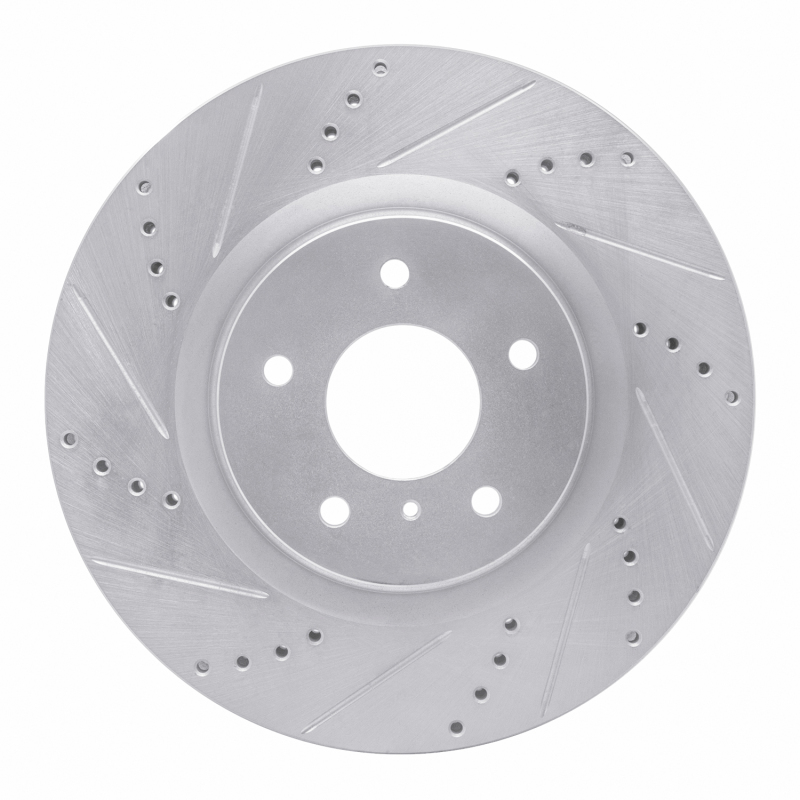 R1 03-08 Infiniti G35 Front Left Drilled & Slotted Silver Brake Rotor