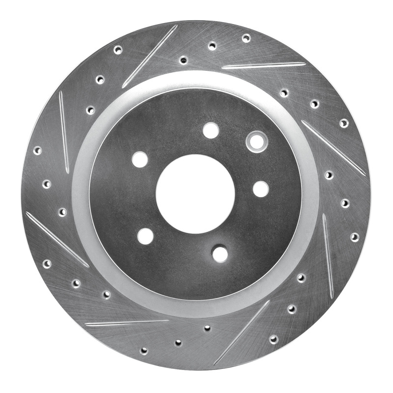 R1 03-08 Infiniti G35 Rear Left Drilled & Slotted Silver Brake Rotor