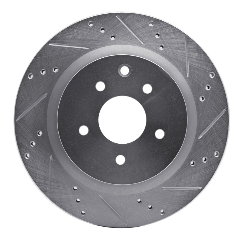 R1 03-08 Infiniti G35 Rear Right Drilled & Slotted Silver Brake Rotor