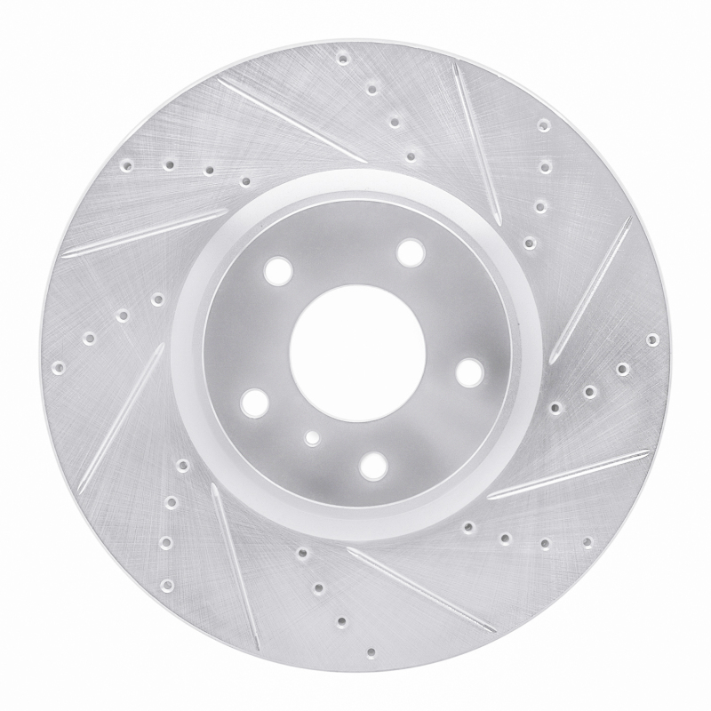 R1 07-15 Infiniti G35 Front Right Drilled & Slotted Silver Brake Rotor