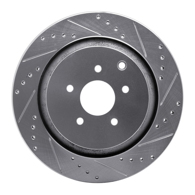R1 09-24 Infiniti Q70 Rear Right Drilled & Slotted Silver Brake Rotor