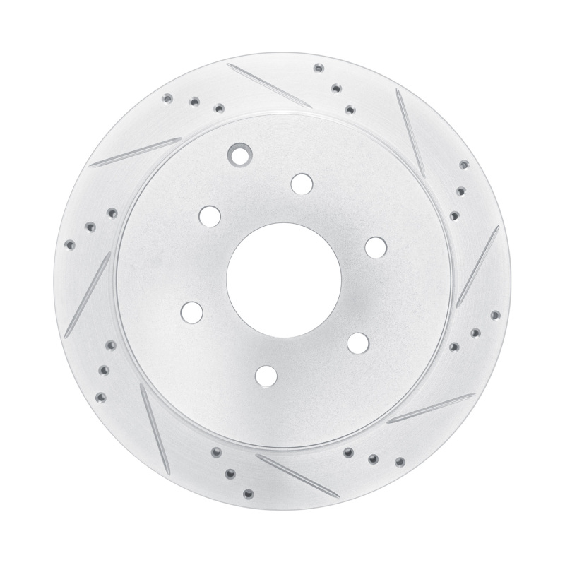 R1 10-24 Infiniti QX80 Rear Right Drilled & Slotted Silver Brake Rotor