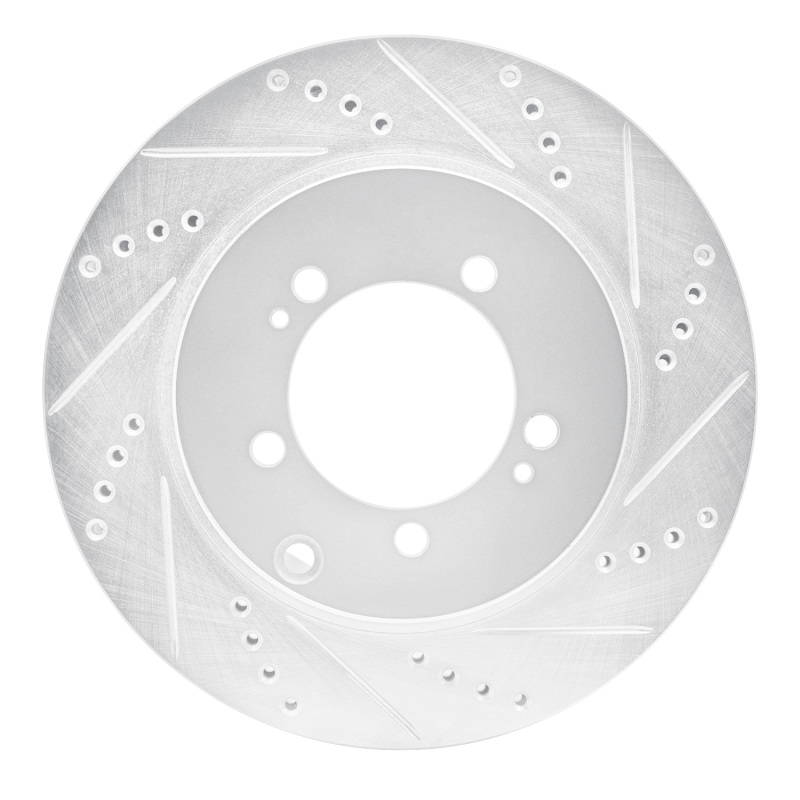 R1 03-06 Mitsubishi Lancer Rear Right Drilled & Slotted Silver Brake Rotor