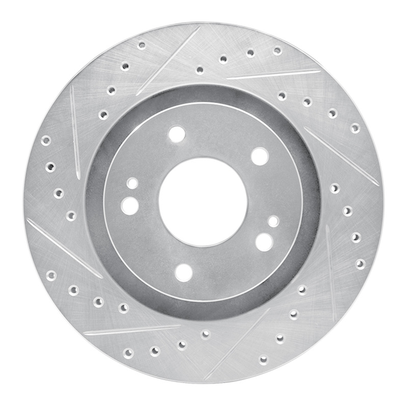 R1 05-22 Mitsubishi Outlander Front Left Drilled & Slotted Silver Brake Rotor