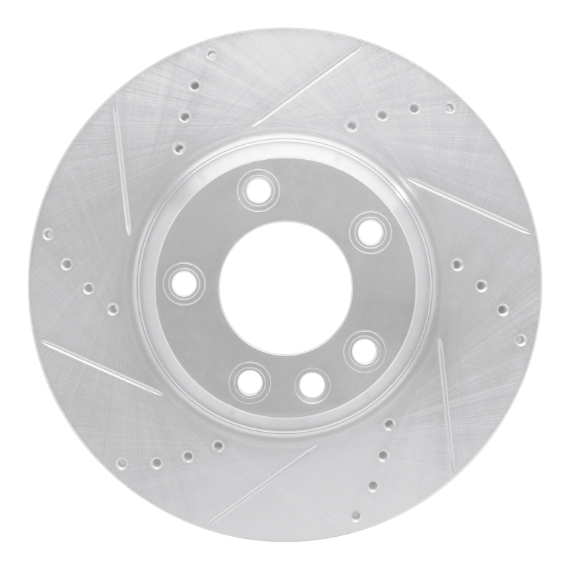 R1 03-15 Audi Q7 Right Front Drilled & Slotted Silver Brake Rotor