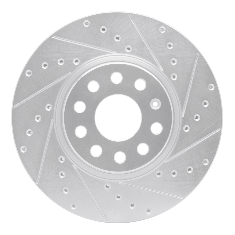 R1 05-25 Audi A3 Quattro Front Right Drilled & Slotted Silver Brake Rotor