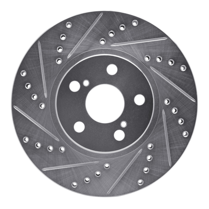 R1 00-10 Pontiac Vibe Front Left Drilled & Slotted Silver Brake Rotor